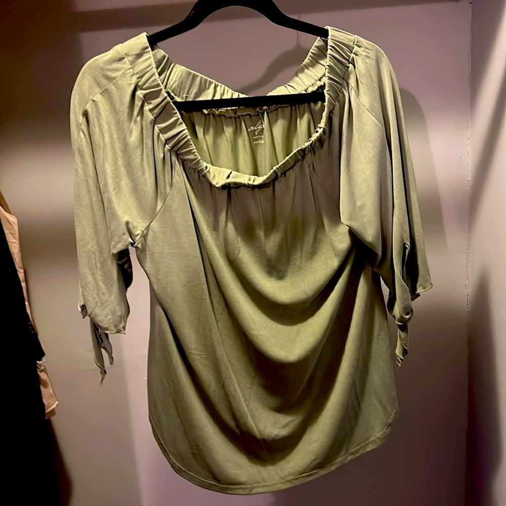 Alya sage green off shoulder top